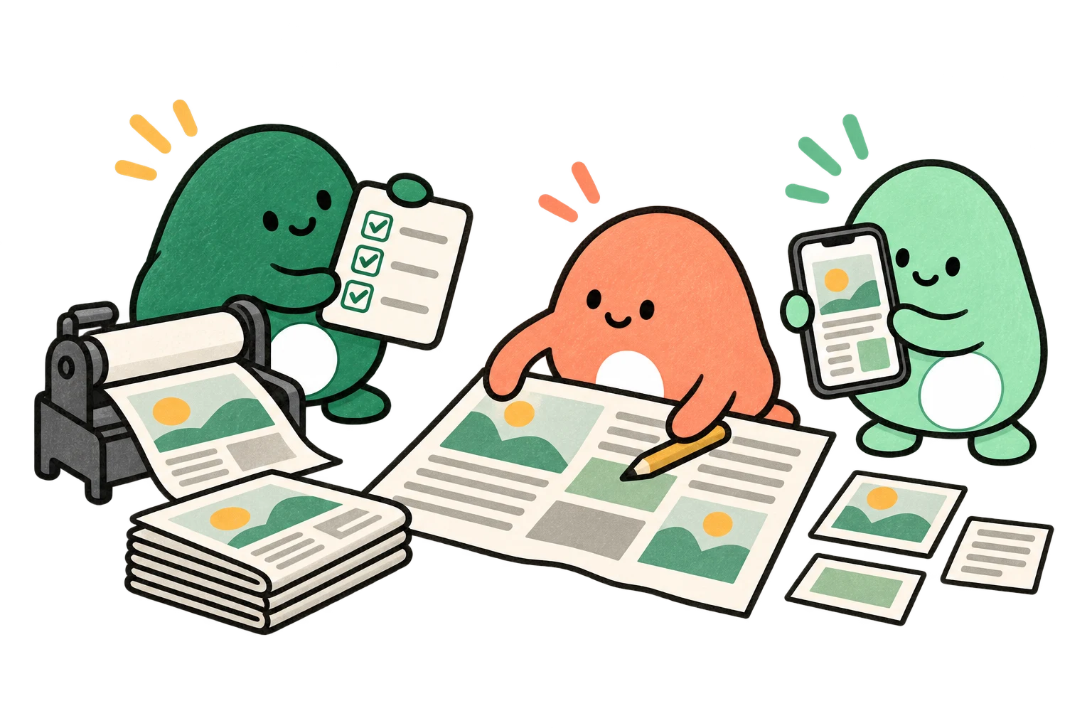 Lispa egg agents illustrate from draft to a better page for media & publishing.